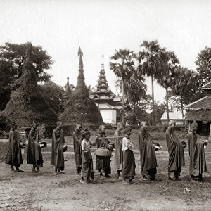 Buddhist monks, Rangoon, Burma (Myanmar) circa 1890