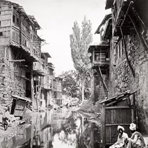 c. 1880s India - river scene with house, probably Kashmir