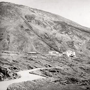 c. 1880s Italy - funicular railway on Mount Vesuvius