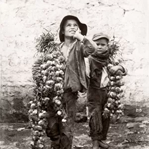 c. 1880s Italy - Italy, probably Sicily street vendors, boys