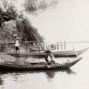 c. 1890 South East Asia portrait - men in boats