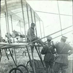 Captain Bertram Dickson on a Farman biplane