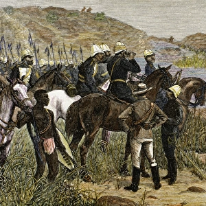 Capture of Cetshwayo. Colored engraving of Spanish and Ameri