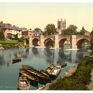 Cathedral and Wye bridge, Hereford, England
