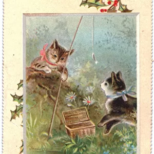 Two cats on a Christmas card