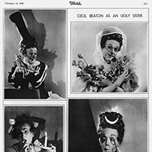 Cecil Beaton as an ugly sister in Heil Cinderella, 1940