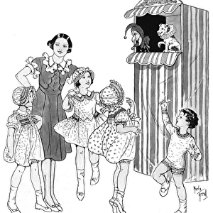 Children with Punch and Judy show