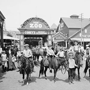 Children riding ponies at the Coney Island Amusement Park