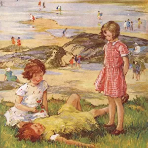 Children at Seaside - Sunny Days by C V MacKenzie