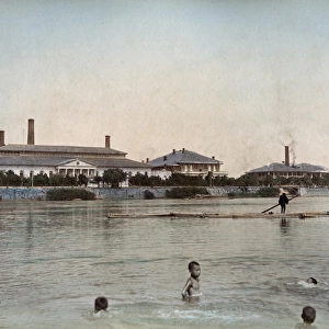 Children swimming, Dejima, Nagasaki, Japan, circa 1890