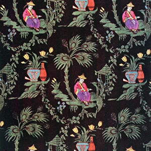 Chinese pattern with figure and flowers