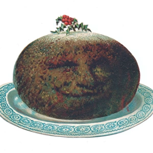 Christmas card in the shape of a pudding