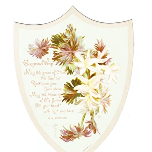 Christmas card in the shape of a shield