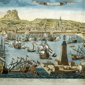 The city and port of Barcelona (18th c. ). Engraving