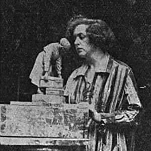 Clare Sheridan with one of her models of women war workers