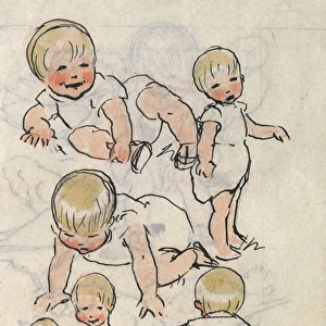 Colour sketches of babies and toddlers