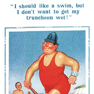 Comic postcard, policeman on the beach Date: 20th century