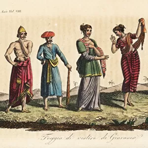 Costumes of the people of Java, Indonesia, circa 1800