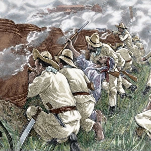 Cuban War of Independence (1895-1898). Rebels at a roadblock