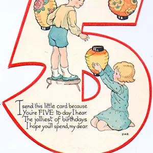 Cutout birthday card, age 5