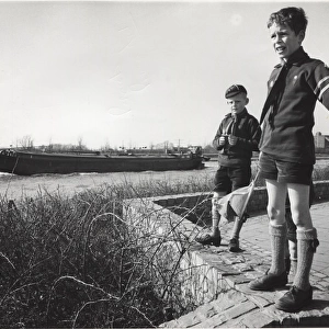 Dutch cub scouts with semaphore flags, Holland
