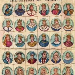 Early jigsaw puzzle showing Kings & Queens of England