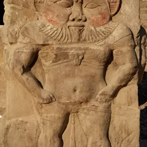 Egyptian Art. Dendera. God Bes. Capital of Column. Relief. T
