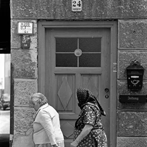 Two elderly ladies in Nordlingen, Bavaria, German