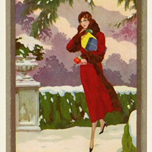 Fashionable woman with gifts