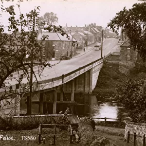Felton, Northumberland - showing the new and old bridges