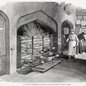 Fireplace in the kitchen in Windsor Castle. Date: 1894