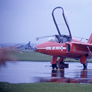 Folland Gnat RAF Red Arrows single aircraft in the rain