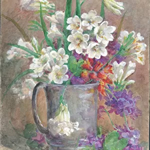 Fresia & Parma Violets'. Flowers in jug