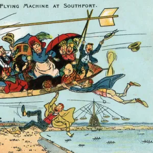 Fun on the flying machine at Southport, Merseyside