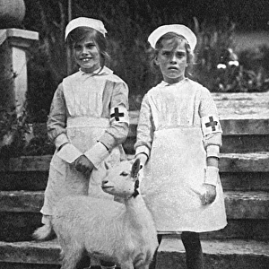 General Haigs daughters in Red Cross dress, WW1