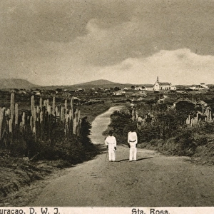 General view of Santa Rosa with church, Curacao, West Indies