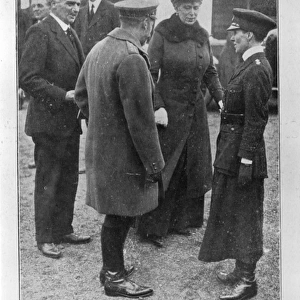 George V and Queen Mary visit munitions factory, WW1