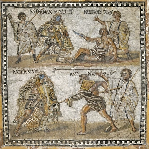 Gladiator Fight. 4th c. Roman art. Late Empire
