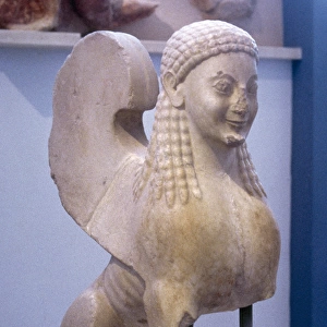 Greek art. Sphinx. Marble. 550 BC. Acropolis Museum. Athens