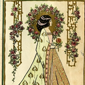 Greetings card in art nouveau style