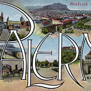 Greetings Postcard - Palermo, Sicily, Italy. Date: circa 1908