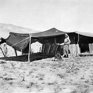 Group of Bedouins with their tent, Holy Land