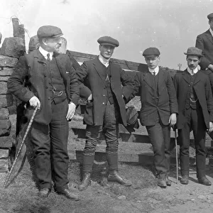 Group of Edwardian men in countryside on Eyam Moor