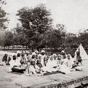 Group of nautch girls, musicians, Kashmir, India, 1860 s