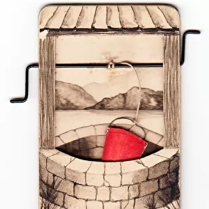 Handmade card in the shape of a wishing well