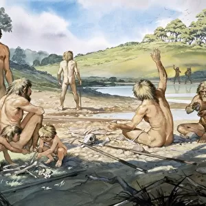 Homo neanderthalensis in action at Swanscombe, UK