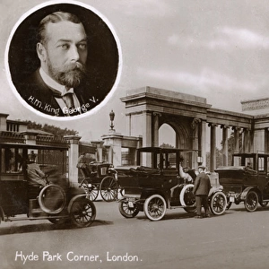 Hyde Park Corner with Royal inset portraits