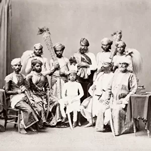 India - a maharaja, child prince and his officials 1860s
