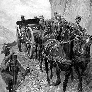 Italian artillery in the Alps, WW1