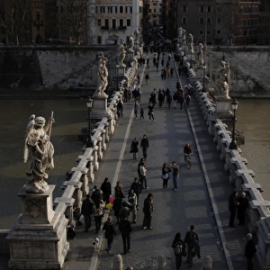 Italy. Rome. Saint Angelo Bridge (1668-1671). Aerial view